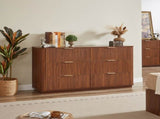 6 Drawers Dresser,55" Wide Modern Chest of Drawers Curved wave Design, Dresser TV Stand, Wood Drawer W1820P324616