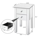 ZUN Modern and Contemporary Mirrored 2-Drawers Nightstand Bedside Table Silver 09093710