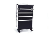 4-in-1 Draw-bar Style Interchangeable Aluminum Rolling Makeup Case Black 67069398