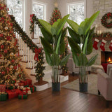 2PCS Set 5.2ft Tall Artificial Plant Faux Tropical Palm Tree in Pot Bird of Paradise Plant for 10805063