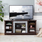 ZUN TV Media Stand with with Faux Stacked Stone Surround, Modern Entertainment Console with Open Storage W1758P187684