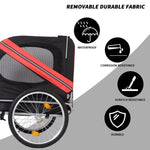 ZUN Dog Bike Trailer, Breathable Mesh Dog Cart with 3 Entrances, Safety Flag, 8 Reflectors, Folding Pet W32191046