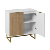 White and Gold Storage Cabinet 2 Doors, Modern Buffet Sideboard Cabinet, Kitchen Buffet Cabinet W409128108