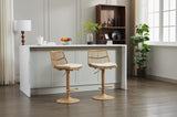 ZUN Set of 2 Rattan Bar Stool, 360 Swivel Bar Chair, Counter Height Chair with Footrest for Kitchen, W1752P217906