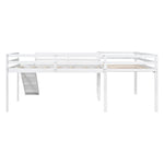 ZUN L-Shaped Twin Size Loft Bed with Ladder and Slide, White 48266650