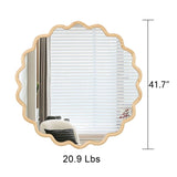 Solid Wood Wavy Mirror-Natural-Wood Vanity Mirror Wall Decor 42" x 42" Modern Mirror Wall Decor for W1445P189555