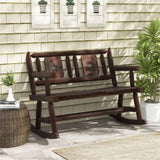 ZUN Wooden double rocking chair garden double sofa 69000504