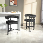 ZUN House Hold Bar Set of 2, Modern Bar Stool with Back, Black Metal Frames, Upholstered Bar W1588P194942