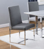 Set of 2 Upholstered Dining Chairs with Chrome Metal Frame, Grey B016P223116