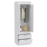 Lisboa Armoire, Rod, Double Door, Two Drawers, Metal Handles White B200P242411