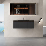 36'' Floating Bathroom Vanity Sink Combo, Modern Wall-Mounted Striped Bathroom Storage Cabinet W1573P265198
