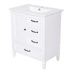 ZUN 30" Bathroom Vanity with Sink, Bathroom Cabinet with A Door, Three Drawers, Solid Wood Legs & MDF N725P195409K