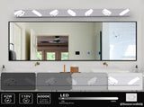 Modern 7-Light LED Vanity Light Fixture - Chrome Finish with Acrylic Light Shades - Energy-Efficient W1340P206817