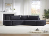106.3-inch V-shaped modular sofa set in chenille fabric, featuring three throw pillows and two W3505P383964