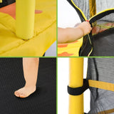 ZUN 55 Inch Kids Trampoline with Safety Enclosure Net, 4.5FT Outdoor Indoor Trampoline for Kids 72438627