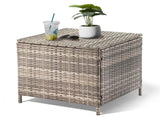 Outdoor PE Wicker Side Table with Storage, Patio Rattan End Table Square Container for Furniture 84819040