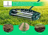 18 Inch Rolling Lawn Aerator with Splash-Proof Fender for Garden Dark green, silver - Outdoor Lawn 65140851
