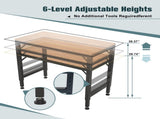 48" Heavy-Duty Adjustable Workbench, Rubber Wood Shop Table with Rubber Pads, over 2000 Lbs Capacity 44033289
