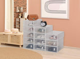 12 Pcs Plastic Shoe Storage Box, White PS Stackable Foldable Shoe Box with Transparent Door, 84175859