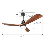 ZUN 52 Inch Ceiling Fan Light With 6 Speed Remote Reversible Energy-saving DC Motor KBS-5247-DC