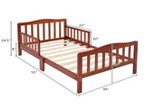 Wooden Baby Toddler Bed Children Bedroom Furniture with Safety Guardrails Espresso 86466192