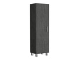 70.8H" Tall Narrow Storage Cabinet with 5-Tier Shelf, 3 Broom Hangers and Metal hardware, Smokey Oak B097P167440