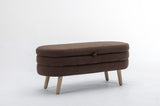 036-Boucle Fabric Storage Bench Bedroom Bench With Wood Legs For Living Room Bedroom Indoor,Brown W527121996