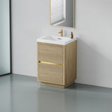 24" Freestanding Bathroom Vanity with Sink, Bathroom Storage Vanity Cabinet with Stone Resin W1573P211190