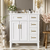 30" Bathroom Vanity with Ceramic Sink, Modern Storage Cabinet with Soft-Close Doors, Deep Drawer & N729P276610K