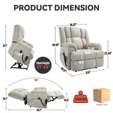 Dual Motor Heat Massage Infinite Position Up to 350 LBS Electric Power Lift Recliners with 01032629