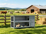 54" 2-Story Large Rabbit Hutch, Bunny Cage, Wooden Pet House, Small Animal Habitat, Gray with 46441239