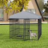 ZUN Large Dog Kennel Outdoor Pet Pens Dogs Run Enclosure Animal Hutch Metal Coop Fence with Roof W1820P178900