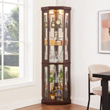 Lighted Corner Curio Cabinet - Display Case for Living Room, Antique Collectibles, Wine & Bar Glass W1758P294620