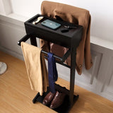 Black Portable Garment Rack,Clothes Valet Stand with Storage Organizer W76056838