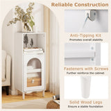 White Bathroom Floor Cabinet Wood Side Storage Organizer with Adjustable Shelf Bathroom Storage, 46360807