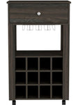 ZUN Memphis Bar Cart, Twelve Built-in Wine Rack, Four Legs, One Open Shelf -Espresso B07091949