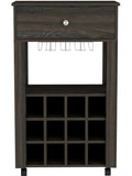 ZUN Memphis Bar Cart, Twelve Built-in Wine Rack, Four Legs, One Open Shelf -Espresso B07091949