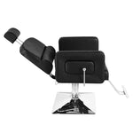 ZUN PVC Leather Cover Galvanized Square Plate With Footrest Reclining Barber Chair 300lbs Black HZ8897B 70318584