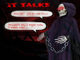 Halloween Animated Decorations - 6 FT Sound-Activated Animatronic Grim Reaper with Chain, Moving 76406719