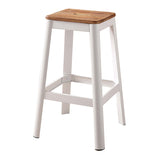 ZUN Natural and White Armless Bar Stool with Crossbar Support B062P189224