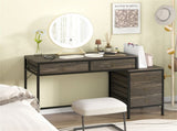 Home Office Dual Desktop Desk with 5 Storage Drawers, Powder-Coated Metal Frame Engineered Wood 15981882
