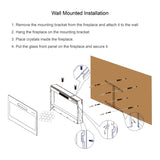 42 inch recessed ultra thin tempered glass front wall mounted electric fireplace with remote and W1769133638