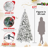 Artificial 8ft Flock Christmas Tree with 1445PVC/Hard Needle Mixed Branch Tips,Hinged Premium & 71774601