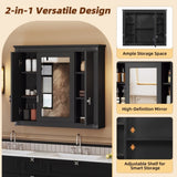 Bathroom Wall Cabinet with Mirror, Wall Mounted Medicine Cabinet with 4 Shelves, Mirrored Door Over N710P252503B