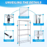 ZUN Heavy Duty Shelving Unit, Wire Metal Stackable Storage, 5-Tier Shelf, Chrome, 36" W x 13.8" D x W1134143003