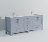 Dark Grey Double Bath Vanity 84 in. W x 22 in. D, Cultured Marble Top, and Faucet Set B2731P259155