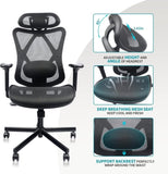 Mesh Office Chair Back Height Adjustable with Wheel Legs,Lumbar Support, Adjustable 28920866