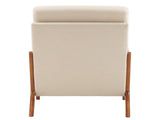 High Back Solid Wood Armrest Backrest Iron Frame Linen Indoor Leisure Chair Off-White 31656855