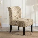 Capa Chalkboard Light Print Fabric Armless Contemporary Accent Chair T2574P164262