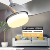 ZUN 42 Inch Modern ABS Ceiling Fan With 6 Speed Remote Control Dimmable Reversible DC Motor With Light W882140936